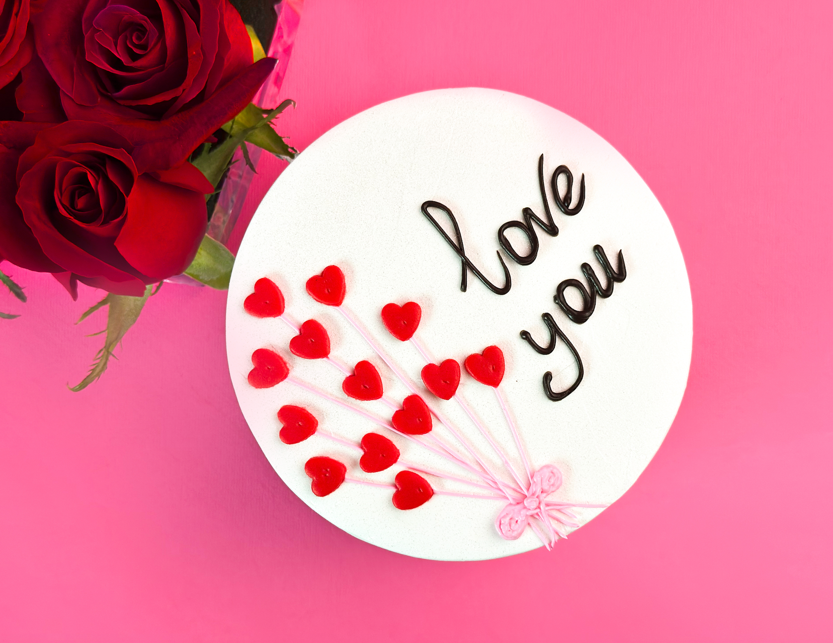 Valentine's day cake with flowers - Milana Sweets