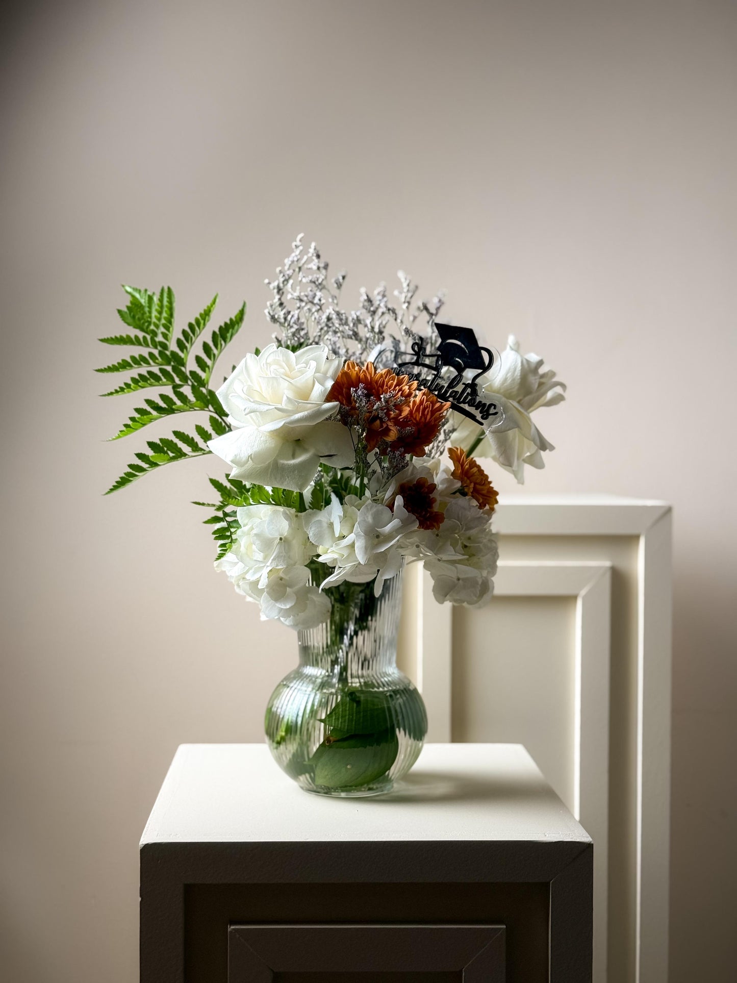 Amber Glow Bouquet in Glass Vase – Graduation Edition Available